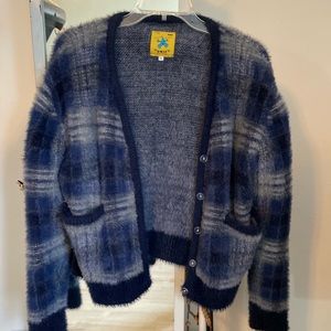 UNIF Blue Plaid Sweater NWOT